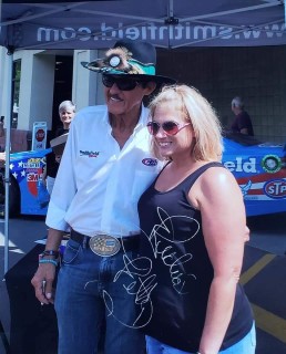 Woman with Nascar driver.